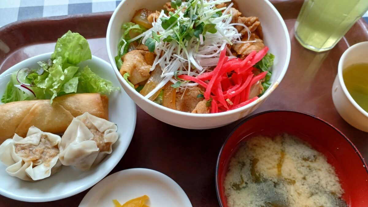 多摩区役所食堂で豚丼。期日前投票会場の隣